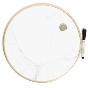 Round Dry Erase Board with Gold Frame and Marble Print / 14" / SEALED